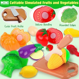 Barbecue Kitchen Cooking Toy Set - Kids BBQ Grill Playset Mini Cooking Toys Set Play Kitchen Accessories with Stainless Steel Pots and Pans Set Cuttable Food Accessories for Girls Boys Toddler(52PCS)