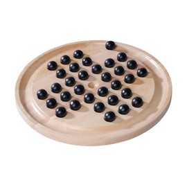 Noris 606102032 Deluxe Solitaire Wooden Game (22 cm) - Classic Games in High-Quality Wooden Design with Board and 33 Balls, Game for 1 Person, for Adults and Children from 6 Years