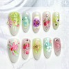 30Pcs 3D Cute Flower Press on Nails Medium Almond Fake