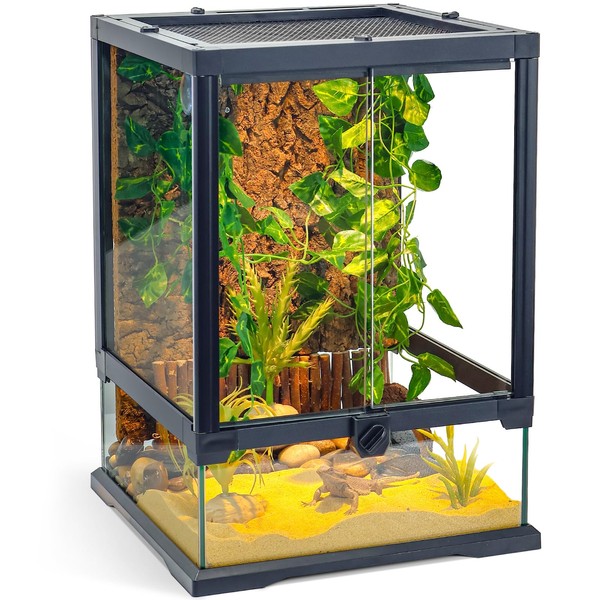 360° Clear View 12 Gallon 18x12.6x12.6 Glass Reptile Terrarium Suitable