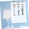 Ciieeo 3Pcs Mediterranean Wood Fish Hanging Pendant Sculpture Nautical Decor