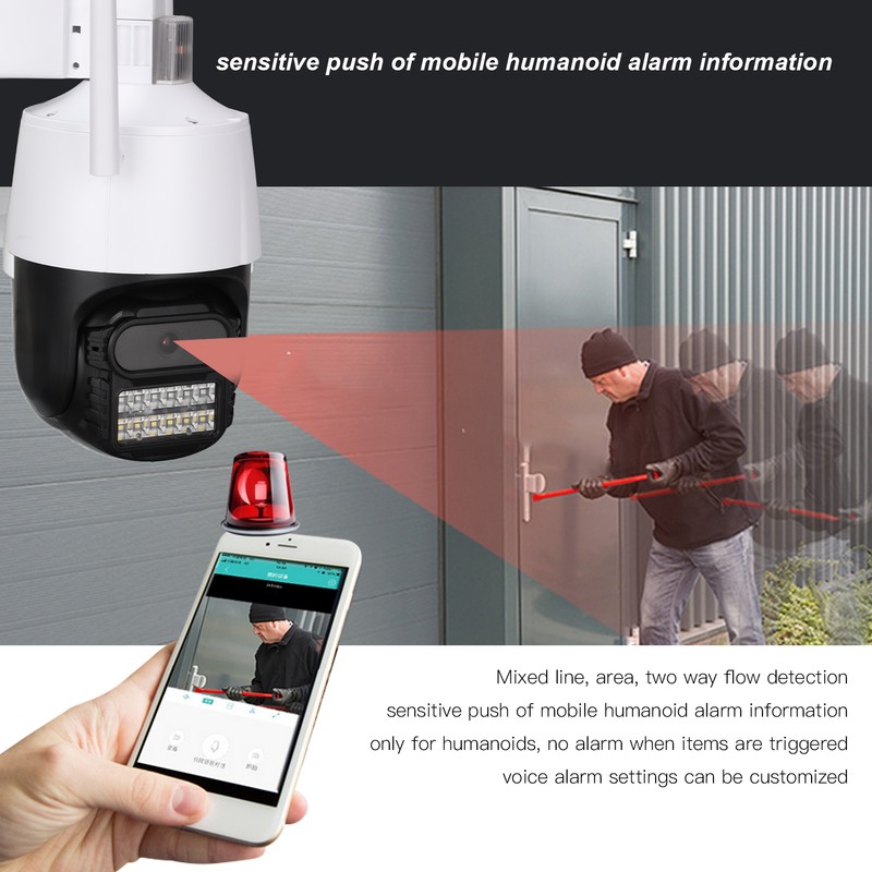 Outdoor Security Camera Dome WiFi IP Monitor AI Alarm Two