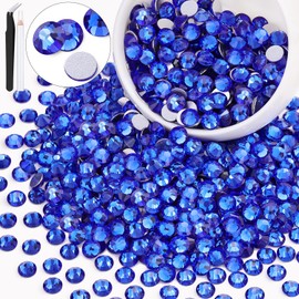 600PCS SS30/6mm Crystal Rhinestones (Blue/Sapphire), Bedazzling Flatback Glass Rhinestones for Crafting DIY Nail Art Makeup Decoration, Gems Diomand Charms for Tumbler Shoes Clothing Mug
