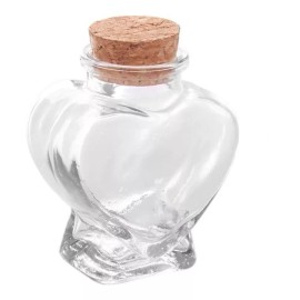14 Frasco Botella Forma Corazón De Vidrio Con Tapa De Corcho