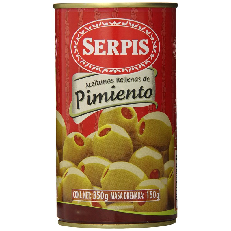 Serpis Olives Stuffed with Red Pepper, 12.34 Ounce (Pack of