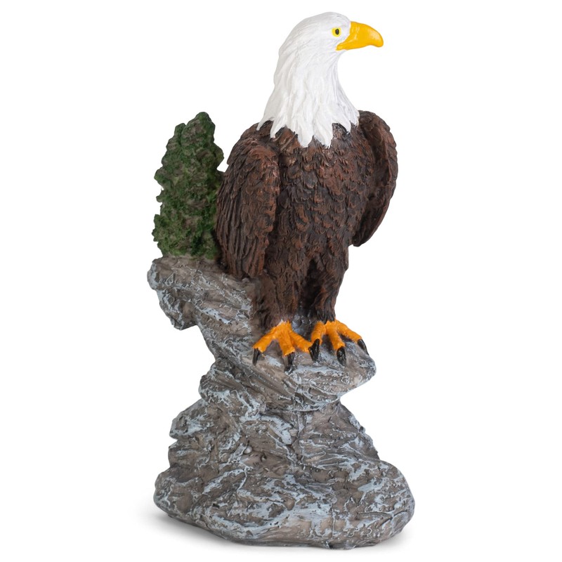 Eagle On Stone Natural Brown 6 inch Resin Stone Decorative