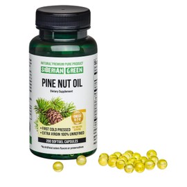 Sibirisches grünes Pinienkernöl 200 Kapseln wild geerntet Sibirien Altai kaltgepresst unraffiniert