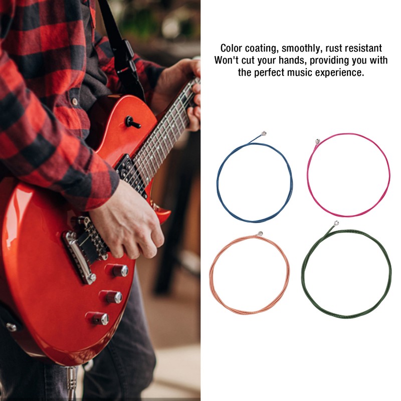 4Pcs Electric Bass String Set Clear Bright Sound Metal Colored