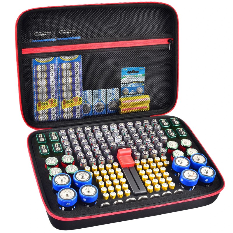 Battery Organizer Case with Tester for Home Storage – Hard-Shell
