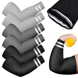 YLOLUL 6 Pairs Plus Size UV Sun Protection Cooling Arm Sleeves Cooling Oversized Compression Arm Sleeves for Outdoors Sports (Black Dark Gray)