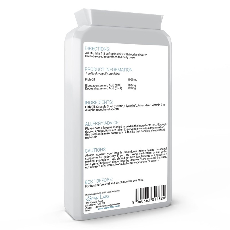Omega-3 Fish Oil Soft Gels - Ultra Potent 1000mg, 90