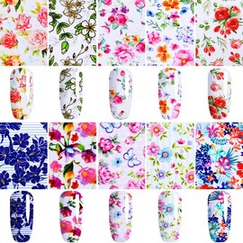 10 Piece Rainbow Flower Nail FOILS Paisley Pink Bandanna Nail Decals Nail Art Transfer Flower Child Hippie Nail Wraps (3)