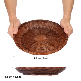 Geytetqi 10 Inch Premium Hand Weave Bamboo Paper Plate Holder - Set of 5 Bamboo Paper Plate Holders, Dinner Plates, Fit for Picnic, Wall Decorate and Rustic Party Decorate
