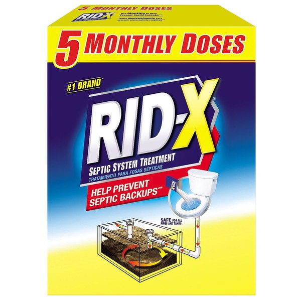 RID-X Septic Tank System Treatment, 5 Month Supply Powder, 49 Ounce