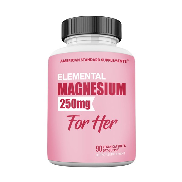 Magnesium Glycinate for Women, Elemental 250mg Per One Capsule, 90 Capsule, 90 Day Supply, Magnesium Glycinate Chelate, Magnesium Glycinate Capsule, Magnesium Supplement, Chelated for Max Absorption