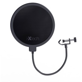 IXTECH Pop Filter for Mic Microphone, Blue Yeti Mic Pop Filter Dual Layered Wind Pop Screen with a Flexible 360 Degree Gooseneck Clip Stabilizing.