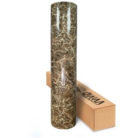 Grey Brown Veined Marble Gloss Vinyl Architectural Wrap for Home Office Furniture Wallpaper Tile Sheet 6.5ft x 15.9 inches Roll (6.5ft x 15.9 inches 2-roll Pack)