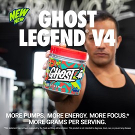 GHOST GHOST Legend V4 Pre-Workout Powder, Blue Raspberry - 30 Servings C Pre-Workout for Men & Women with Choline, L-Citrulline, & Beta Alanine for Energy & Focus