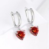 GLESOS Lightweight Heart-Shaped Drop/Dangle Huggie Birthstone Earrings,18K White Gold Plated