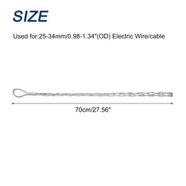 sourcing map 25-34mm OD Cable Pulling Socks Grip 0.7m Single Head Side Pull Wire Mesh Puller Socks Grips Galvanized Steel Wire Pulling Tools
