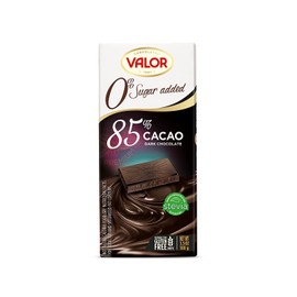 Valor. 85% Cocoa Dark Chocolate. No sugar added. 100g (3.53oz).