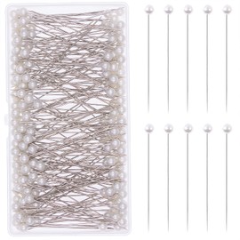 VAPKER 200Pcs Corsage Pins Pearl White Round Head Pins 65mm Wedding Flower Bouguet Pins Sewing Pin Straight Pins for DIY Crafts Jewelry Making Flower Decorations