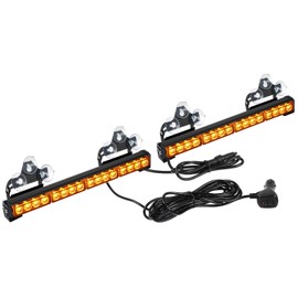 ASPL 2x16.8 inch Emergency Flashing LED Traffic Advisor Strobe Light Bar 32LED 26 Flash Patterns Interior Safety Warning Lights (Amber)