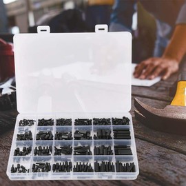 Kit de surtido de tuercas de tornillo M2/M2.5/M3, kit de surtido de tuercas de tornillo separador hexagonal macho-hembra de 360 ​​piezas de nylon negro, para montaje entre placas de circuito de PCB