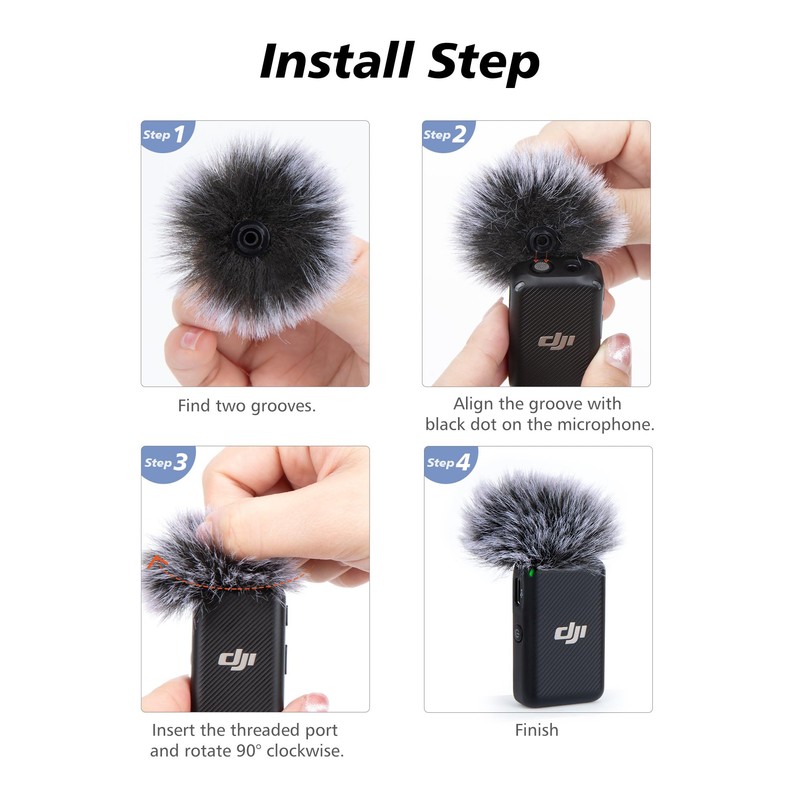 SUNMON Furry Mic Windscreen for DJI Mic, Furry Mic Cover