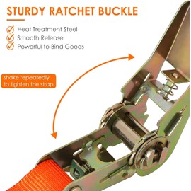 TLGREEN 10 Pcs 1" x 20' Ratchet Staps, Luggage Tie Down Strap, No Hook, Ratchet Strap Heavy Duty,1760 Break Strength Endless Ratchet Straps, Tie-Down Straps for Motorcycles, Trailer, Kayak, Orange