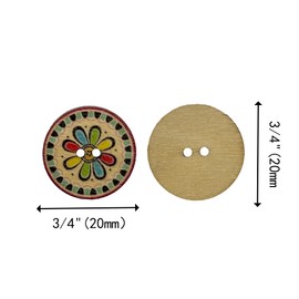 CANDEOLA 180-Pcs 3/4" Mixed Vintage Flower Wooden Buttons | Bulk Assorted Colors Natural Wood Buttons for Sewing Clothes Crafts Decorations (20mm)