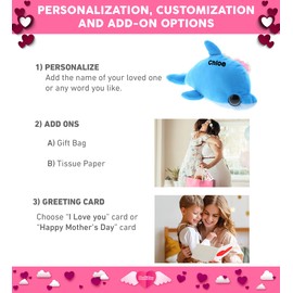 DolliBu Happy Mother's Day Super Soft Sparkling Big Eye Dolphin Plush - Cute Stuffed Animal with Pink Heart Message for Best Mommy, Grandma, Wife, Daughter - 6" Inches