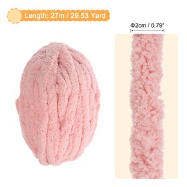 sourcing map Chunky Yarn, 1Pcs 27m x 2cm - Polyester Blanket Yarn, Hand-knitted DIY Thick Chenille Yarn for Crocheting Blankets Bags Scarf Hats (Peach Pink)