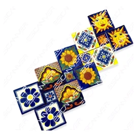 45 Pieza Azulejo Talavera 10x10cm Diferentes Colores Confeti