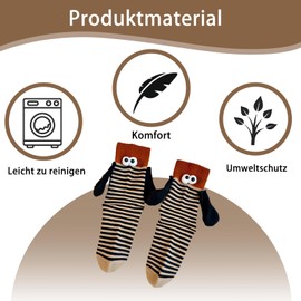 2 Pairs Magnetic Socks That Hold Hands Set, Novelty Hand In Hand Funny Socks, Funny Gifts for Women Men Girlfriend Friends Partner Couples Children