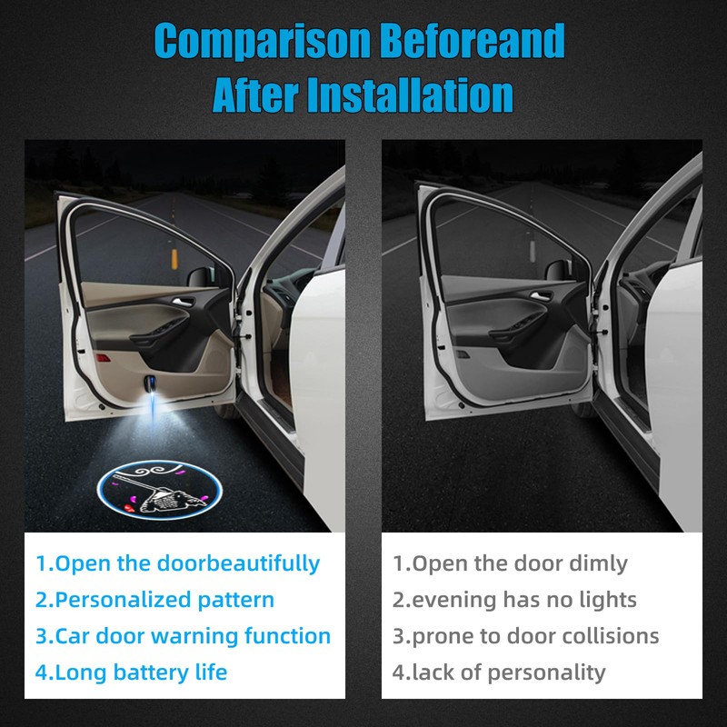 FUNGORGT 2Pcs Car Door Light Car - Door Projector Logo