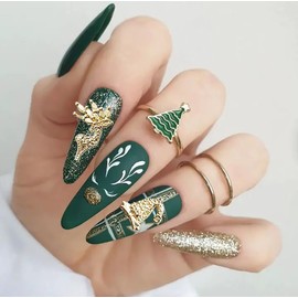 Pack of 50 Christmas Nail Charms Gold Nail Art Charms Christmas Nail Charms Nails Charms Alloy Christmas Tree Christmas Wreath Snowflake Elk Christmas Charms Nail Design Accessories Nail Pendant