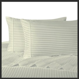 Royal Hotel's Striped Ivory 300-Thread-Count 3pc Queen Duvet-Cover 100-Percent Cotton, Sateen Striped, 100% Cotton