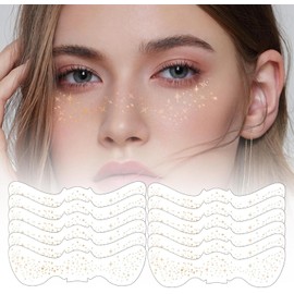 Cara Tatuaje Temporal, 12Piezas Glitter M-etallic Tatuajes De Pecas, Gold S-pot Pegatinas, Cara Glitter Speckles Parches Para Las Mujeres, Desechables A Prueba De Agua Y El Sudor Personalidad