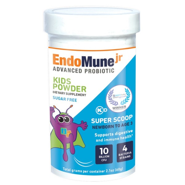 EndoMune Jr Advanced Probiotic Powder for Newborns, Infants, and Toddlers | 10 Billion CFUs | 4 Strains Bacteria and FOS Prebiotic | Physician Formulated | 60 Day Supply