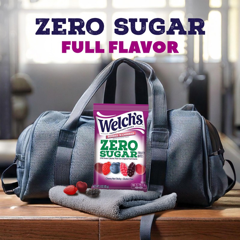 Welch's Zero Sugar Fruity Bites, Berries 'n Cherries Snack Pack,