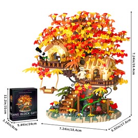 HJPLPXH Cherry Blossom Bonsai Tree House Building Blocks Set Plants Flowers Treehouse Architecture Micro Mini Block Kits Gift for Adults and Kids（2725 Pieces）