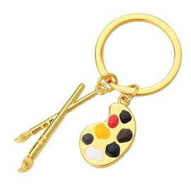 Birthday Gifts for Women Men Art Teacher Appreciation Gifts from Student Granduation Gifts for Daughter Son Paint Gold Palette Keychain Gifts for Artists Painters Drawing Lover Gifts for Girls Boys