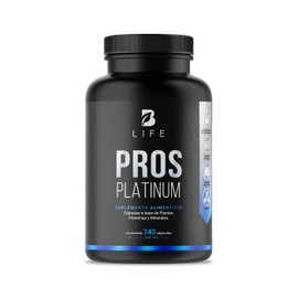 Fórmula de Ciruelo Africano, Selenio, Cúrcuma, Zinc, Semilla de Calabaza y D3. Ingredientes Naturales con 2000 mg por porción y 240 caps. Pros Platinu
