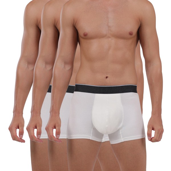 KARSWATT - Ropa interior lavable para incontinencia urinaria para hombres, calzoncillos tipo calzones con zona frontal absorbente para control de la vejiga, paquete de 3 (XL, blanco)