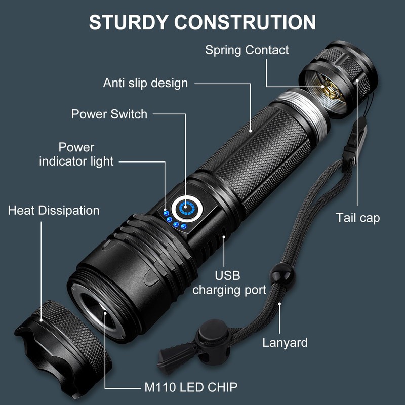 Rechargeable Flashlights 990,000 High Lumens 2 Pack, Led Super Bright