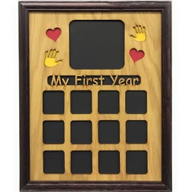 My First Year Picture Frame with Hand Prints & Hearts - 11x14 Frame Holds 13 Photos