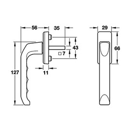 HOPPE Fenstergriff Modell London 013/U34 Aluminium kunststoffbeschichtet weiss