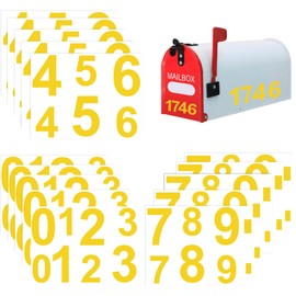 100 PCS Gold Water Resistant Vinyl Number Stickers, 3” & 4” Vinyl Self-Adhesive Numbers 0-9, Waterproof Mailbox Address Numbers for House, Trash Can, Door, Outdoor Use (3 inch and 4 inch(100Pcs))