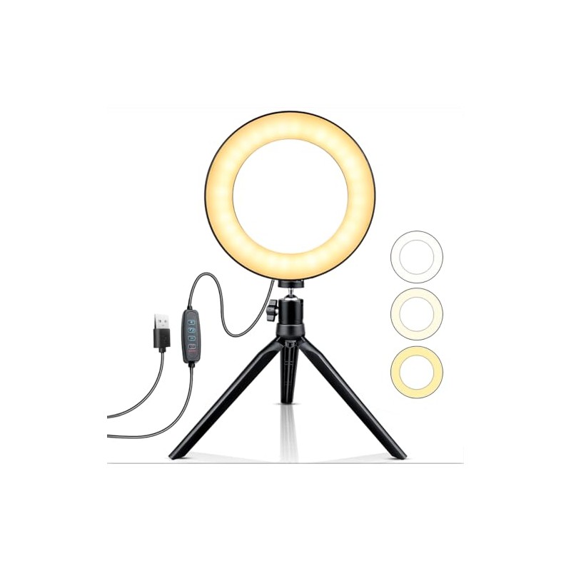 6" Ring Light with Stand & 10 Brightness Level，Selfie Light